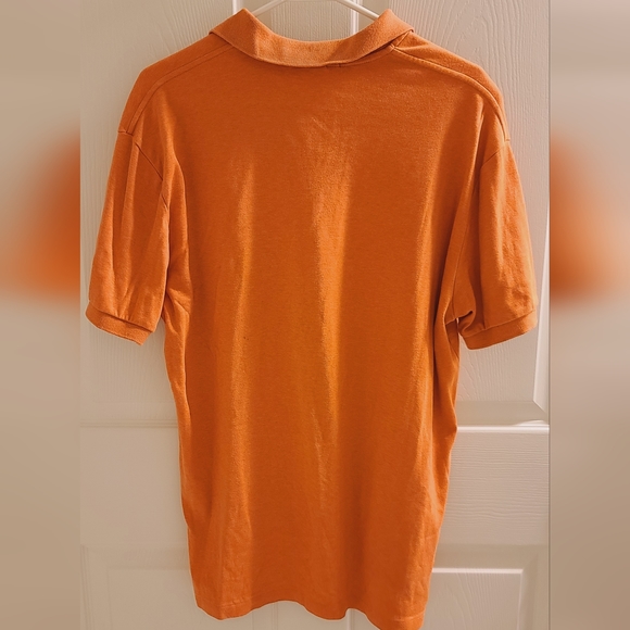Ralph Lauren Polo Shirt Men Orange Medium Plain Pony Short Sleeve Collared Golf - Picture 4 of 4